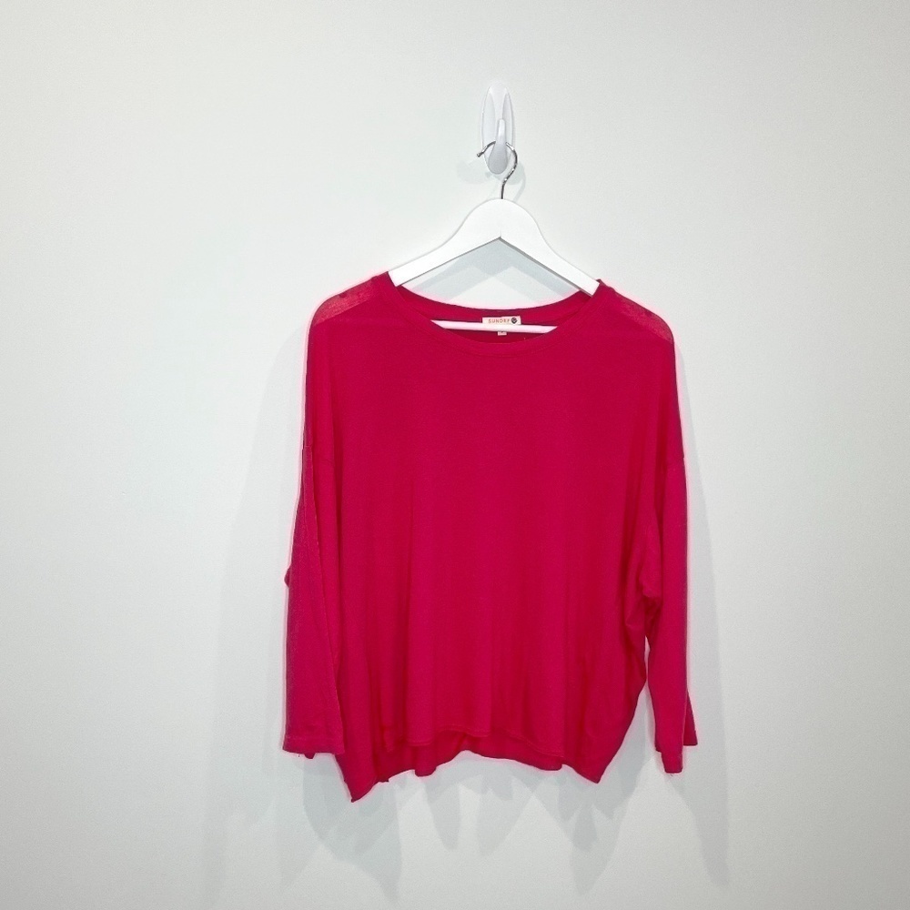 Sundry Pink Crop Oversized Top
